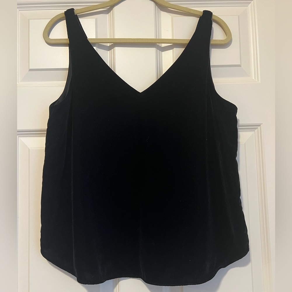 Loft Elegant Black Velvet V-Neck Women's Top